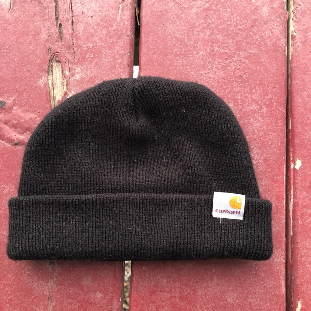 Carhartt Kids Black Knit Cuffed Beanie with Logo Patch